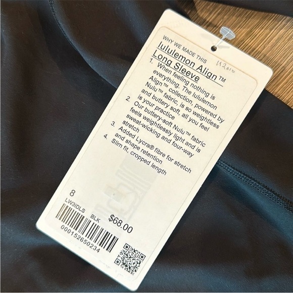Lululemon Align Long Sleeve Shirt Black size 8 NEW WITH TAGS 🖤 - Picture 7 of 9
